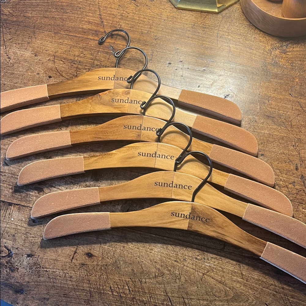 Sundance Wooden Hangers with Tan Padded Shoulder Grips